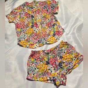 Kate Spade Multicolor Floral Button Down Pajama Short Set with Pockets